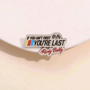 Ricky Bobby race car silver enamel brooch pin accessories backpack womens jewelr